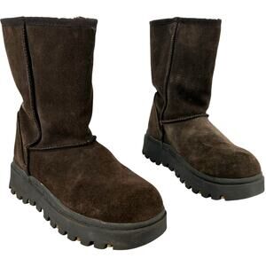 Vtg y2k Skechers Women's 6.5 Nubuck Suede Leather Brown Lug Sole Jammers Boots